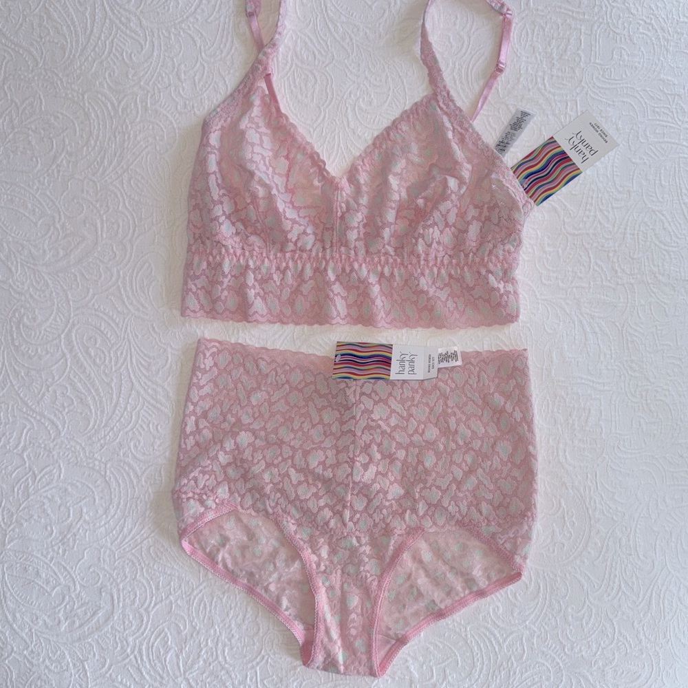 🎄 Hanky Panky cross-dyed lace leopard retro set